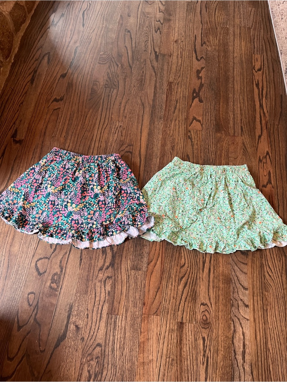 Kids Floral Ruffle Skirt - Green and Multicolor